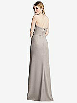 Alt View 3 Thumbnail - Taupe Strapless Pleated Faux Wrap Trumpet Gown with Front Slit