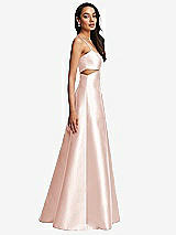 Side View Thumbnail - Blush Open Neckline Cutout Satin Twill A-Line Gown with Pockets