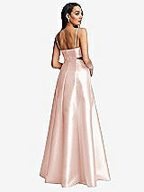 Rear View Thumbnail - Blush Open Neckline Cutout Satin Twill A-Line Gown with Pockets