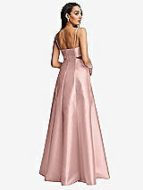 Rear View Thumbnail - Rose - PANTONE Rose Quartz Open Neckline Cutout Satin Twill A-Line Gown with Pockets