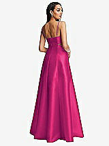 Rear View Thumbnail - Think Pink Open Neckline Cutout Satin Twill A-Line Gown with Pockets