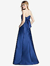 Side View Thumbnail - Classic Blue Strapless A-line Satin Gown with Modern Bow Detail