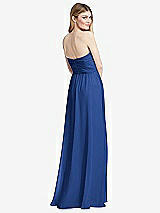 Rear View Thumbnail - Classic Blue Shirred Bodice Strapless Chiffon Maxi Dress with Optional Straps