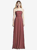 Front View Thumbnail - English Rose Shirred Bodice Strapless Chiffon Maxi Dress with Optional Straps