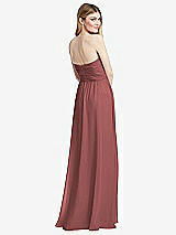 Rear View Thumbnail - English Rose Shirred Bodice Strapless Chiffon Maxi Dress with Optional Straps