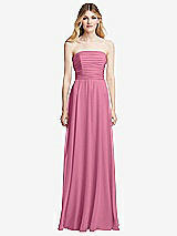 Front View Thumbnail - Orchid Pink Shirred Bodice Strapless Chiffon Maxi Dress with Optional Straps