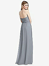 Rear View Thumbnail - Platinum Shirred Bodice Strapless Chiffon Maxi Dress with Optional Straps