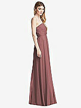 Side View Thumbnail - Rosewood Shirred Bodice Strapless Chiffon Maxi Dress with Optional Straps