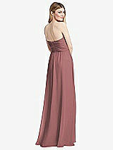 Rear View Thumbnail - Rosewood Shirred Bodice Strapless Chiffon Maxi Dress with Optional Straps
