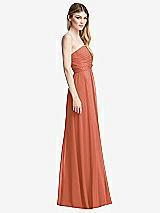 Side View Thumbnail - Terracotta Copper Shirred Bodice Strapless Chiffon Maxi Dress with Optional Straps