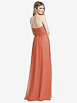 Rear View Thumbnail - Terracotta Copper Shirred Bodice Strapless Chiffon Maxi Dress with Optional Straps