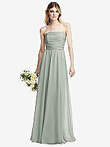 Alt View 1 Thumbnail - Willow Green Shirred Bodice Strapless Chiffon Maxi Dress with Optional Straps