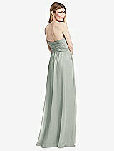Rear View Thumbnail - Willow Green Shirred Bodice Strapless Chiffon Maxi Dress with Optional Straps