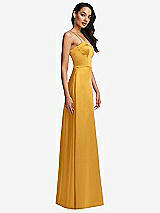 Side View Thumbnail - NYC Yellow Bustier A-Line Maxi Dress with Adjustable Spaghetti Straps