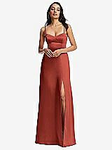 Alt View 1 Thumbnail - Amber Sunset Bustier A-Line Maxi Dress with Adjustable Spaghetti Straps