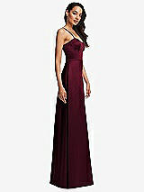 Side View Thumbnail - Cabernet Bustier A-Line Maxi Dress with Adjustable Spaghetti Straps