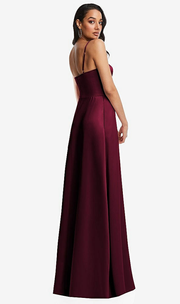 Back View - Cabernet Bustier A-Line Maxi Dress with Adjustable Spaghetti Straps