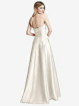 Rear View Thumbnail - Ivory Strapless Bias Cuff Bodice Satin Gown with Pockets