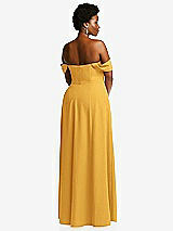 Alt View 4 Thumbnail - NYC Yellow Off-the-Shoulder Pleated Cap Sleeve A-line Maxi Dress