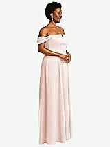 Alt View 3 Thumbnail - Blush Off-the-Shoulder Pleated Cap Sleeve A-line Maxi Dress
