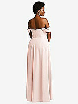 Alt View 4 Thumbnail - Blush Off-the-Shoulder Pleated Cap Sleeve A-line Maxi Dress