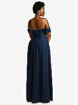 Alt View 4 Thumbnail - Midnight Navy Off-the-Shoulder Pleated Cap Sleeve A-line Maxi Dress