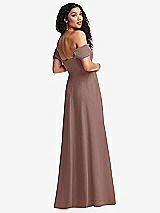 Rear View Thumbnail - Sienna Off-the-Shoulder Pleated Cap Sleeve A-line Maxi Dress