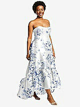 Alt View 2 Thumbnail - Cottage Rose Larkspur Strapless Floral High-Low Ruffle Hem Maxi Dress with Pockets