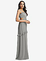 Side View Thumbnail - Chelsea Gray Ruffle-Trimmed Cutout Tie-Back Maxi Dress with Tiered Skirt