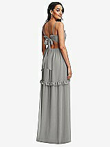 Rear View Thumbnail - Chelsea Gray Ruffle-Trimmed Cutout Tie-Back Maxi Dress with Tiered Skirt