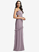 Side View Thumbnail - Lilac Dusk Ruffle-Trimmed Cutout Tie-Back Maxi Dress with Tiered Skirt