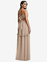 Rear View Thumbnail - Topaz Ruffle-Trimmed Cutout Tie-Back Maxi Dress with Tiered Skirt