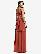 Rear View Thumbnail - Amber Sunset Ruffle-Trimmed Cutout Tie-Back Maxi Dress with Tiered Skirt