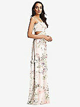 Side View Thumbnail - Blush Garden Ruffle-Trimmed Cutout Tie-Back Maxi Dress with Tiered Skirt