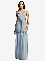 Front View Thumbnail - Mist Ruffle-Trimmed Cutout Tie-Back Maxi Dress with Tiered Skirt