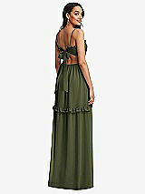 Rear View Thumbnail - Olive Green Ruffle-Trimmed Cutout Tie-Back Maxi Dress with Tiered Skirt