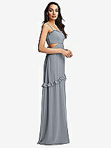 Side View Thumbnail - Platinum Ruffle-Trimmed Cutout Tie-Back Maxi Dress with Tiered Skirt