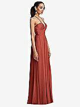 Side View Thumbnail - Amber Sunset Plunging V-Neck Criss Cross Strap Back Maxi Dress