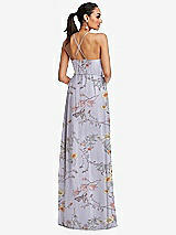 Rear View Thumbnail - Butterfly Botanica Silver Dove Plunging V-Neck Criss Cross Strap Back Maxi Dress