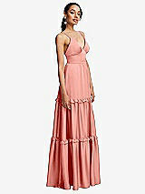 Side View Thumbnail - Rose - PANTONE Rose Quartz Low-Back Triangle Maxi Dress with Ruffle-Trimmed Tiered Skirt