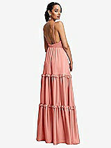 Rear View Thumbnail - Rose - PANTONE Rose Quartz Low-Back Triangle Maxi Dress with Ruffle-Trimmed Tiered Skirt