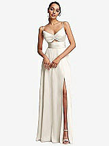 Front View Thumbnail - Ivory Triangle Cutout Bodice Maxi Dress with Adjustable Straps