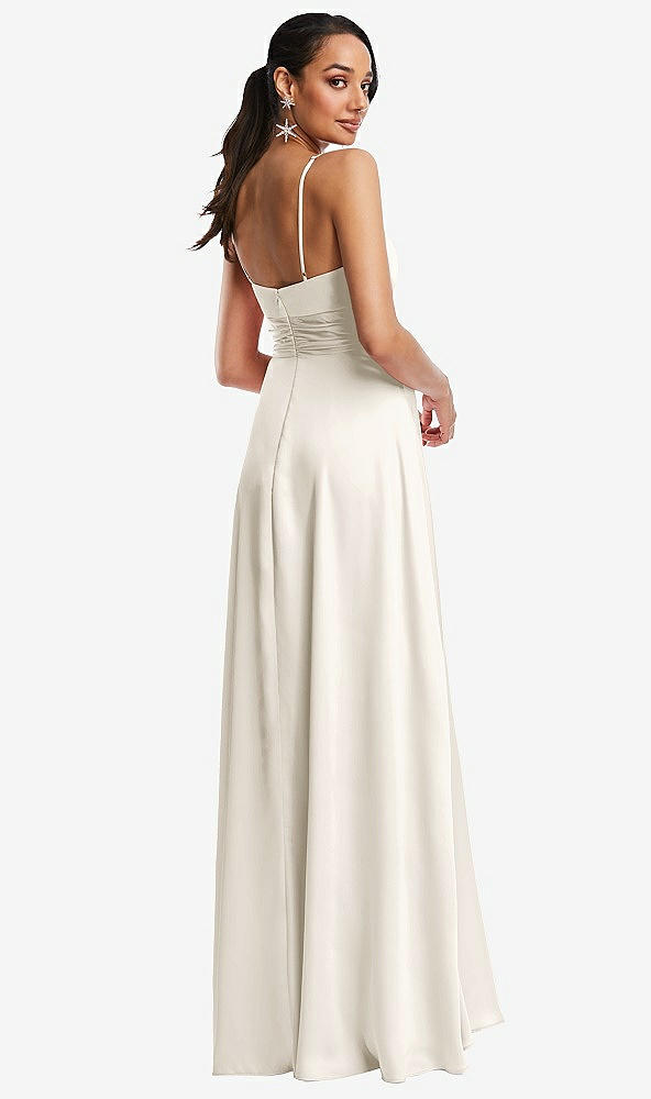 Back View - Ivory Triangle Cutout Bodice Maxi Dress with Adjustable Straps