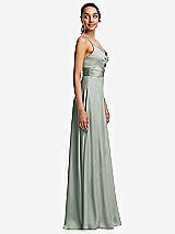Side View Thumbnail - Willow Green Triangle Cutout Bodice Maxi Dress with Adjustable Straps