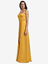 Side View Thumbnail - NYC Yellow Adjustable Strap A-Line Faux Wrap Maxi Dress