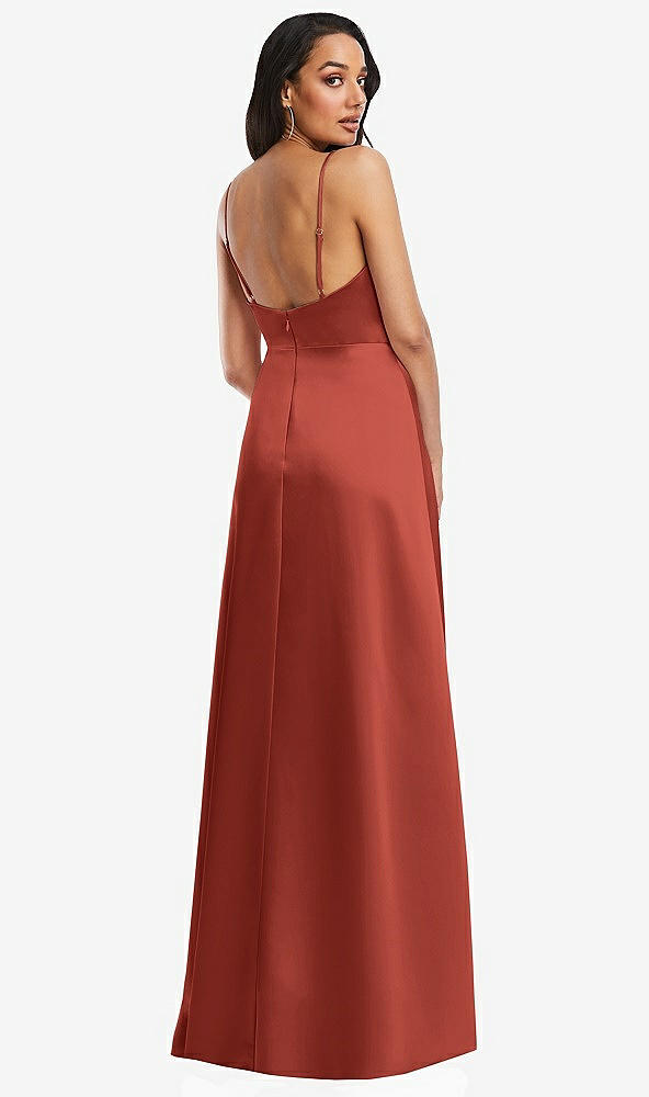 Back View - Amber Sunset Adjustable Strap A-Line Faux Wrap Maxi Dress