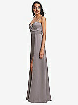 Side View Thumbnail - Cashmere Gray Adjustable Strap A-Line Faux Wrap Maxi Dress