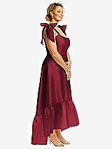 Alt View 2 Thumbnail - Claret Convertible Deep Ruffle Hem High Low Organdy Dress with Scarf-Tie Straps