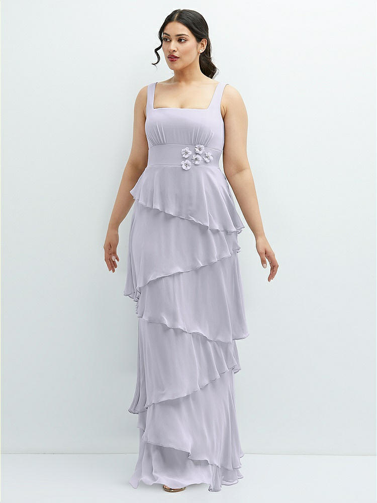 Bow-shoulder Satin Maxi Bridesmaid Dress With Asymmetrical Tiered