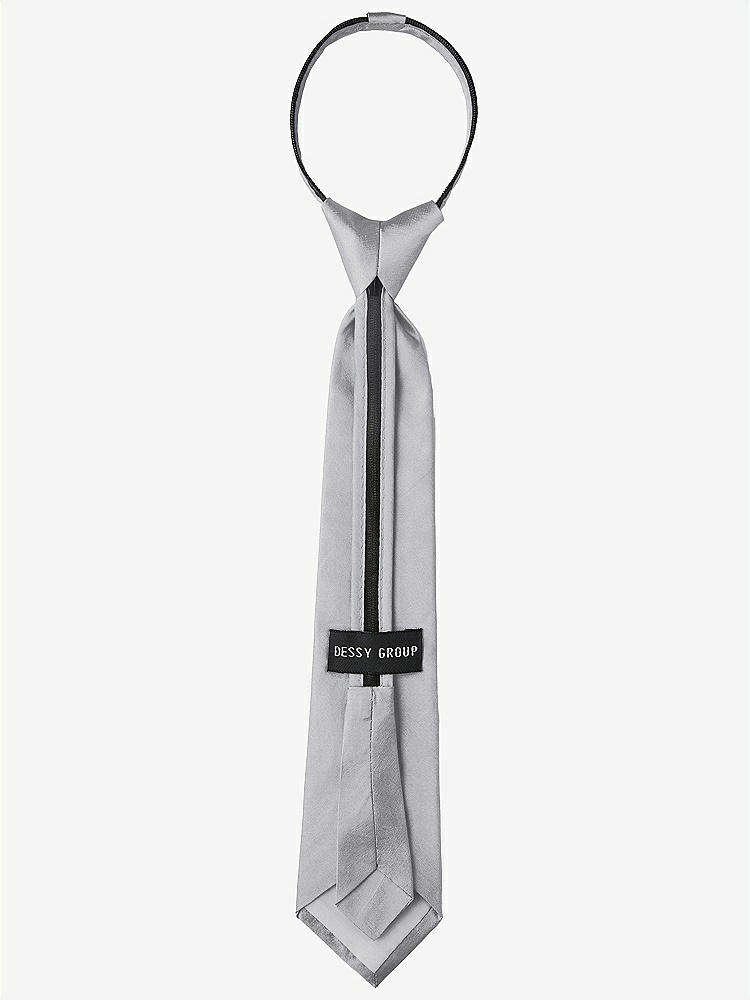 Back View - French Gray Peau de Soie Boy's 14" Zip Necktie by After Six